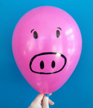 pig (pink balloon), sharpie marker - pig-face